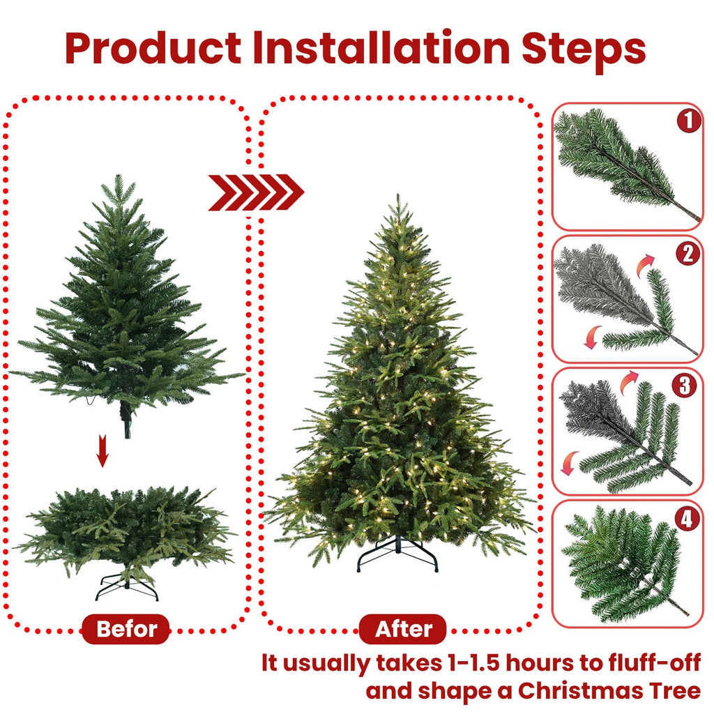 6.5ft Pre-Lit Artificial Christmas Tree with 450 Warm White Lights