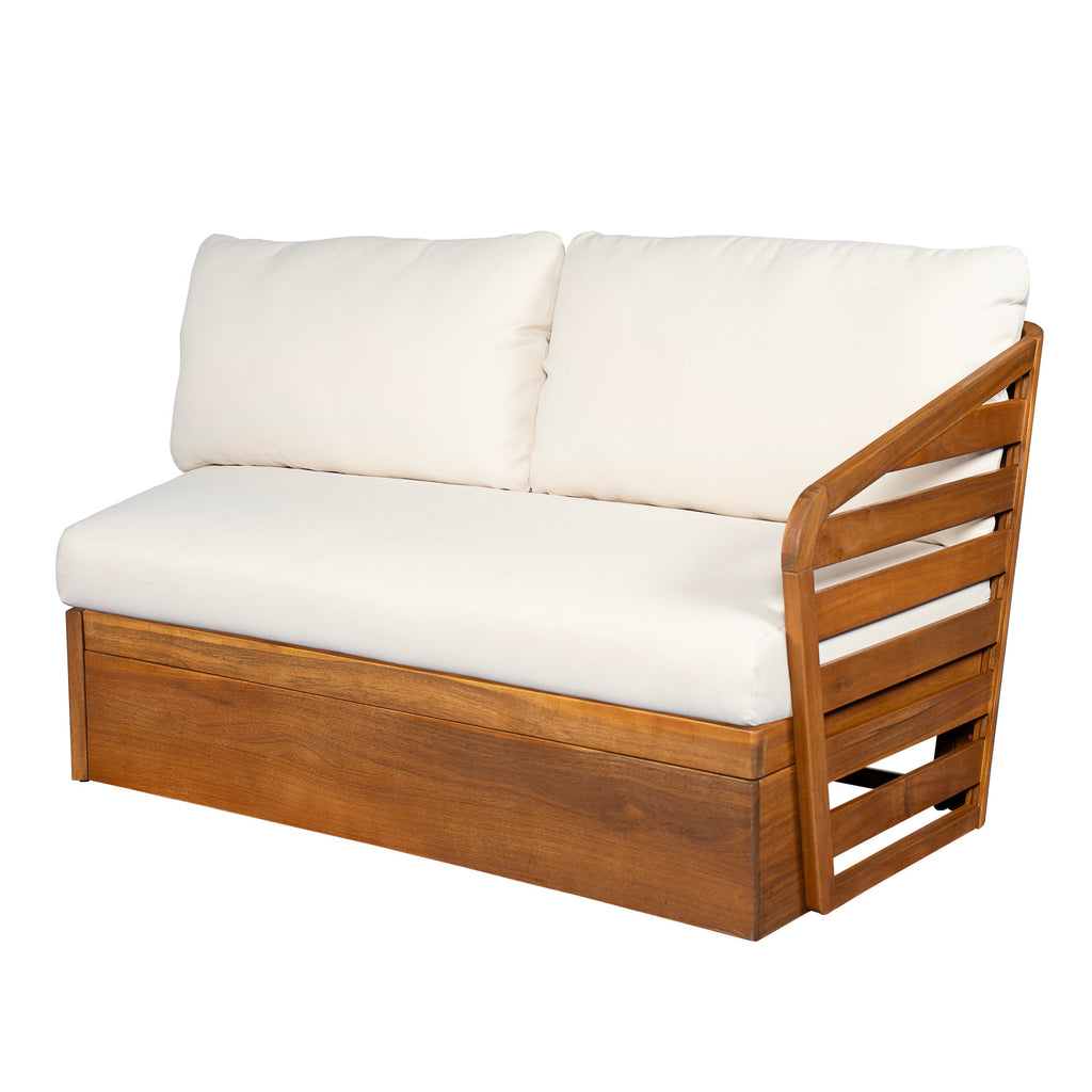 Royal Acacia Patio V Sofa Sectional Set, Beige