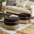 Yolanda 24" Round Upholstered Accent Ottoman - Deep Brown Velvet