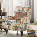 Paradise Upholstered Arm Chair, Off-White/Floral Printed On Cotton