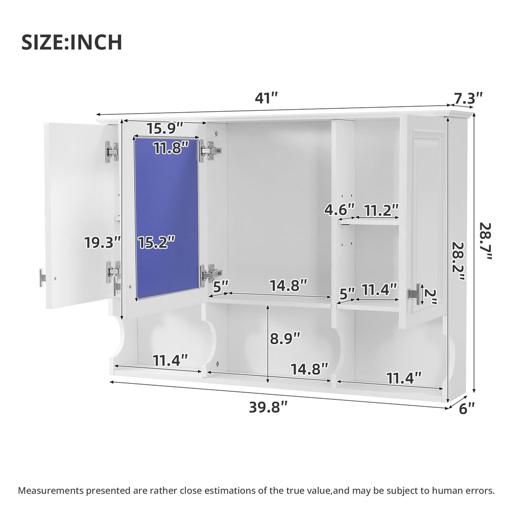 Modern Wall Mounted Mirror Medicine Cabinet With Open Shelves