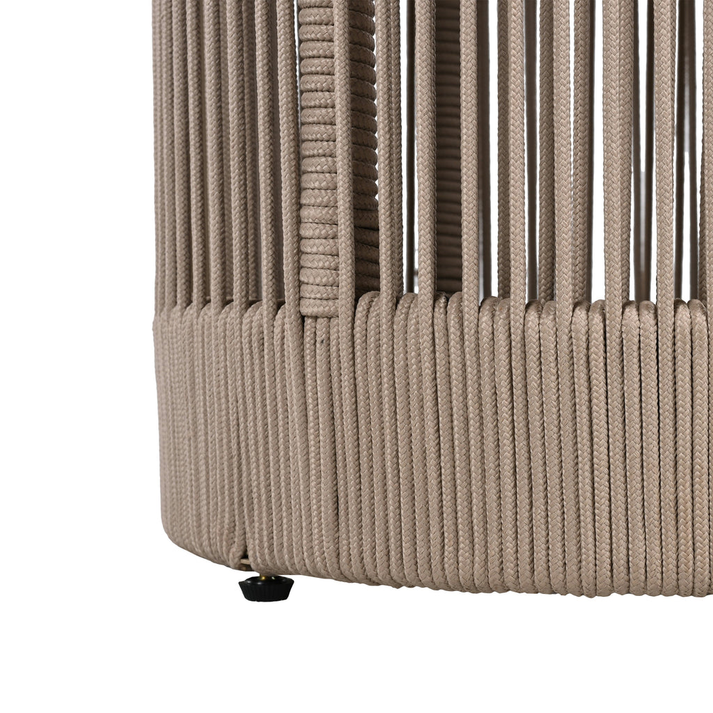 Outdoor Rope Chaise Lounge Set with Adjustable Backrest and Teak Look Side Table