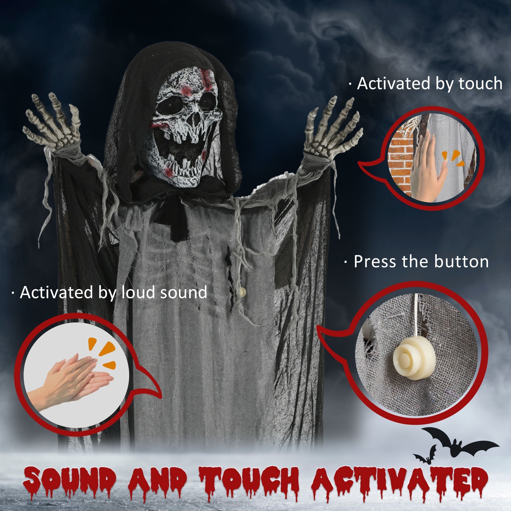 74" Animated Skeleton Witch of the Haunted Hollow