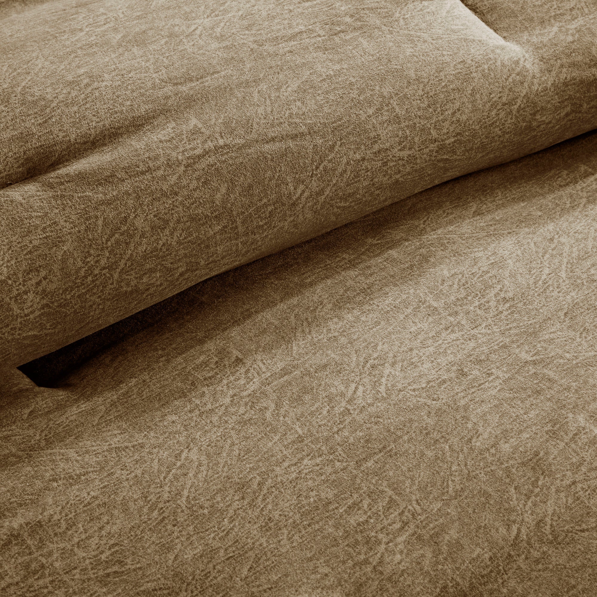 7 Piece Faux Suede Comforter Set Brown King