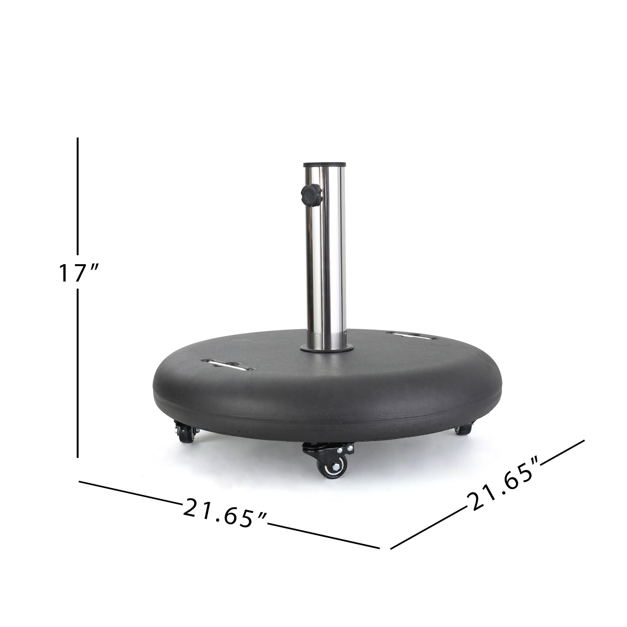 Wheelie - Round Umbrella Base with Stainless Steel Holder