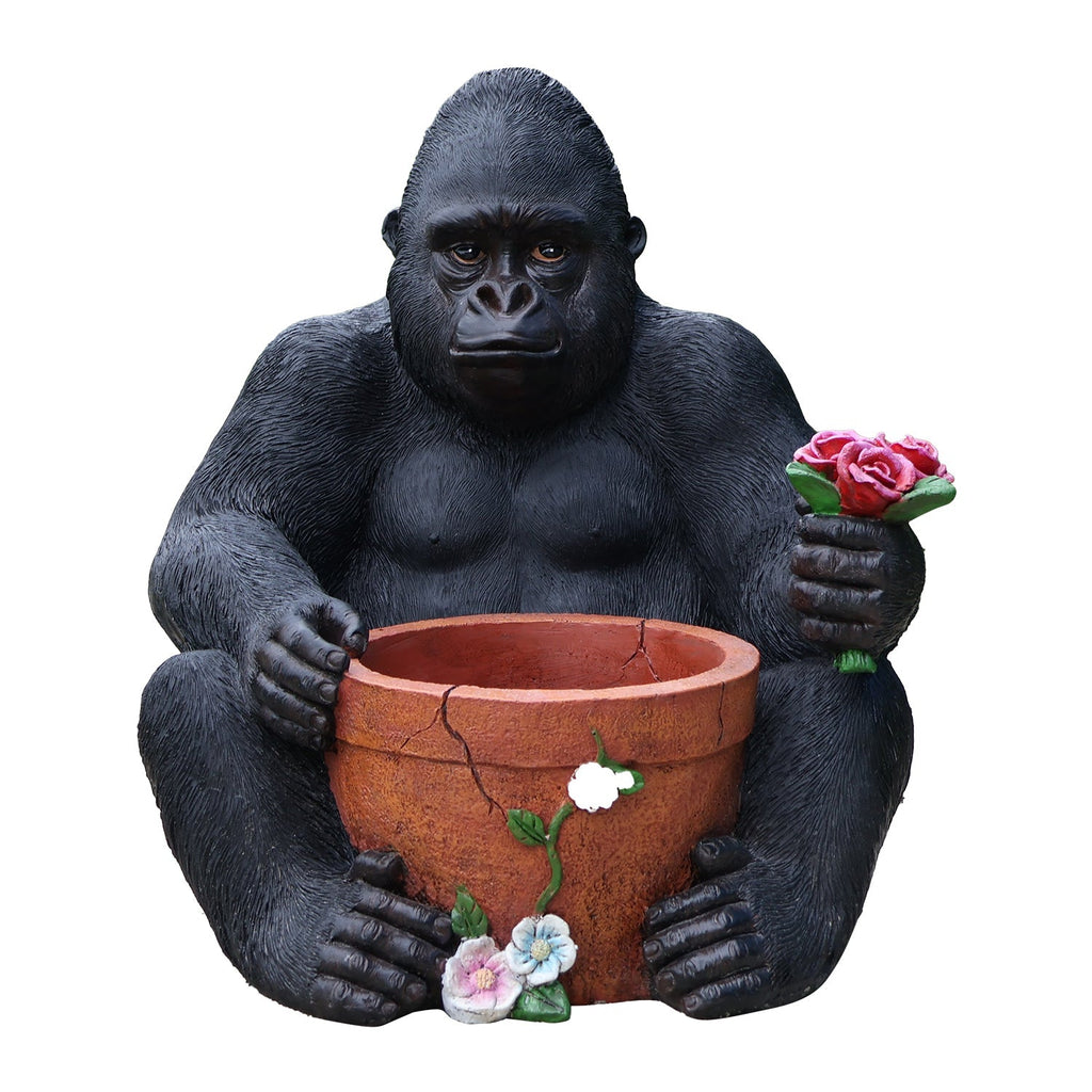 Outdoor Garden Sculpture Chimpanzees Flower Pot Planter
