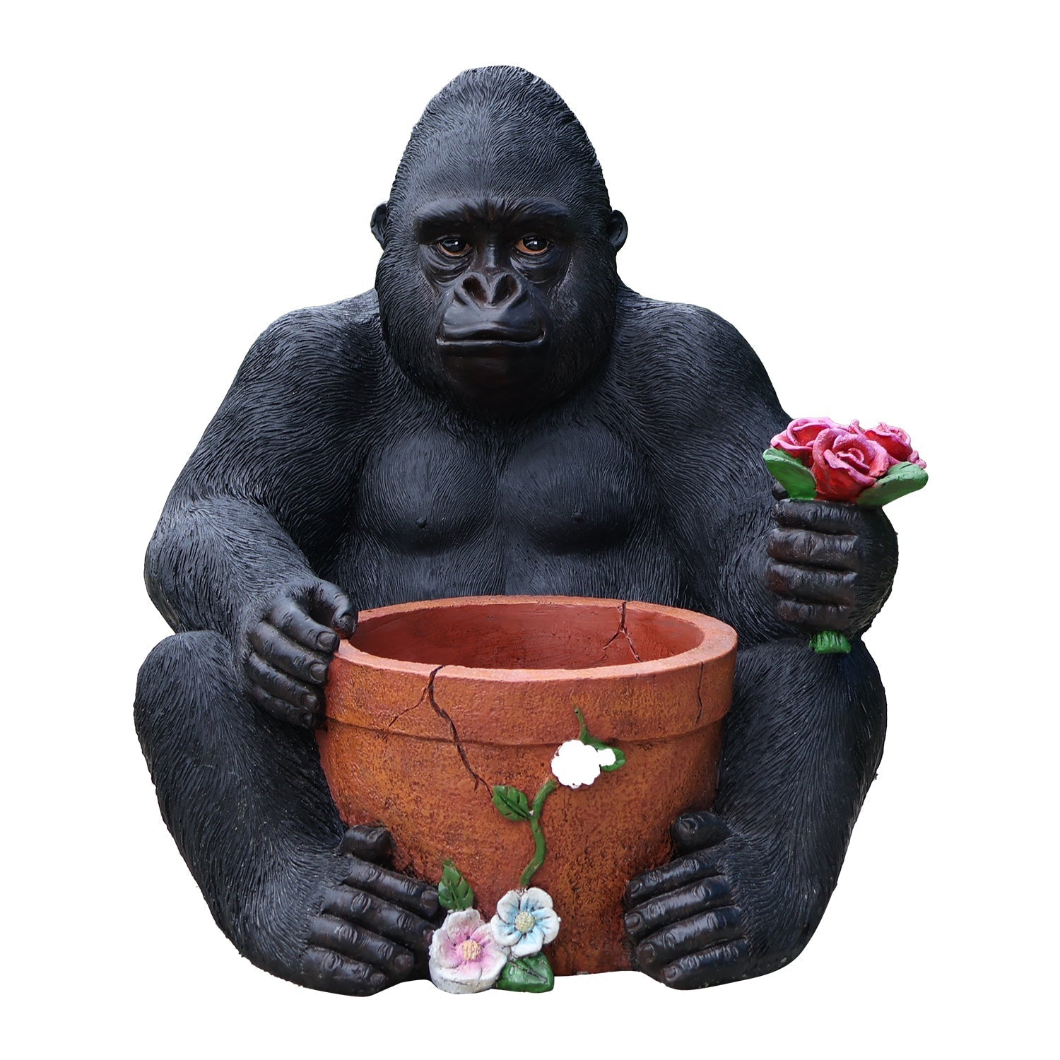Outdoor Garden Sculpture Chimpanzees Flower Pot Planter