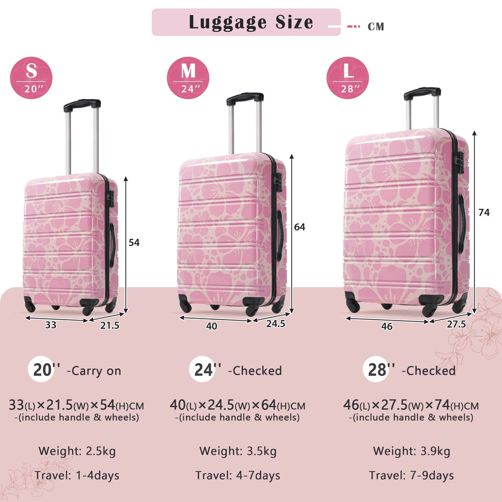 Hardshell Luggage Set 3-Piece Spinner Suitcases with TSA Lock