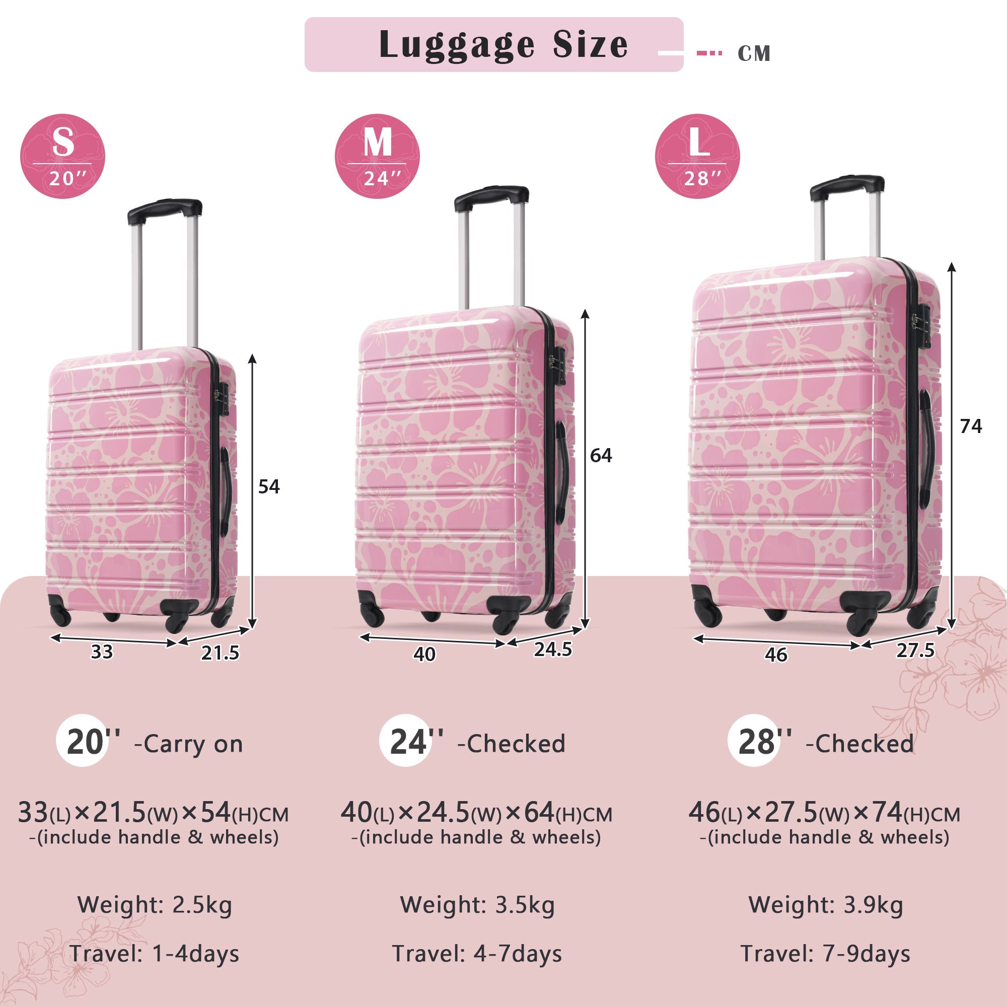 Hardshell Luggage Set 3-Piece Spinner Suitcases with TSA Lock