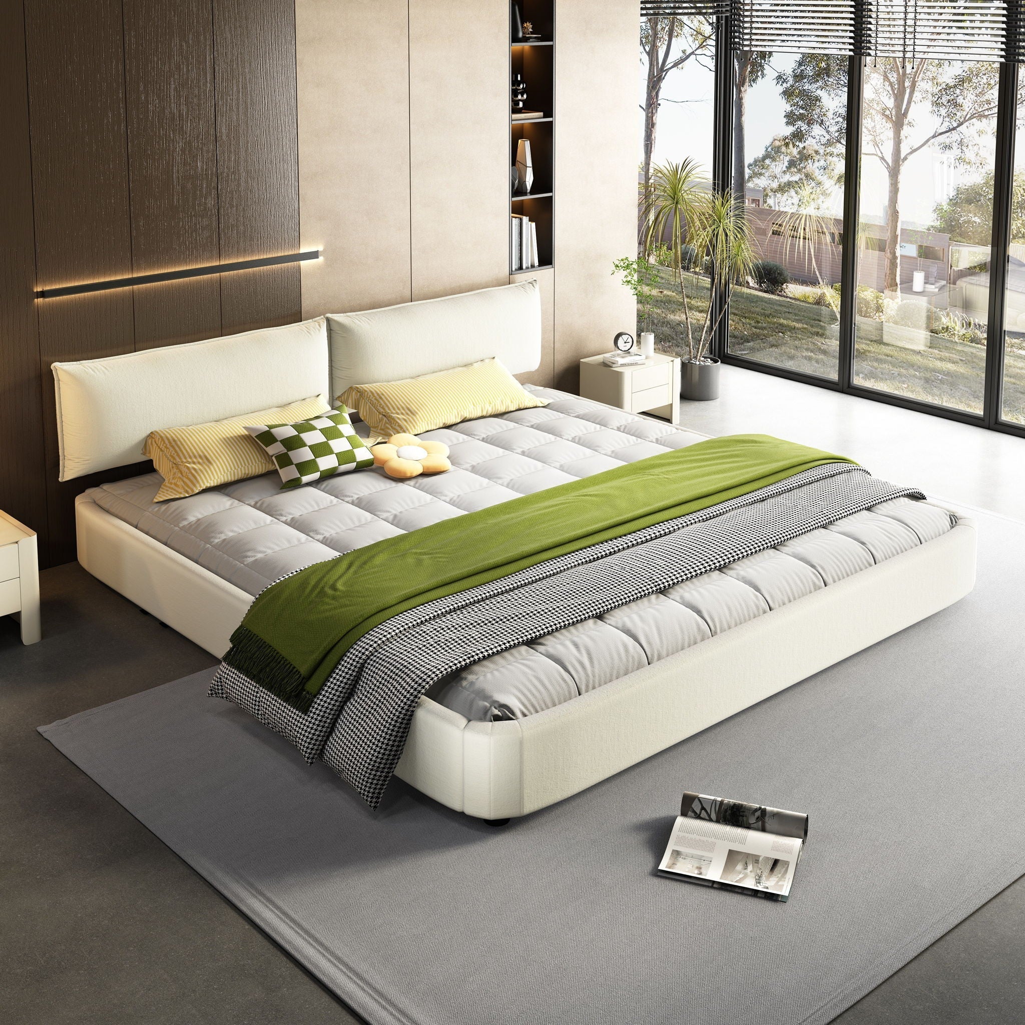 Cloud Bed Frame With Oversized Padded Movable Headboard