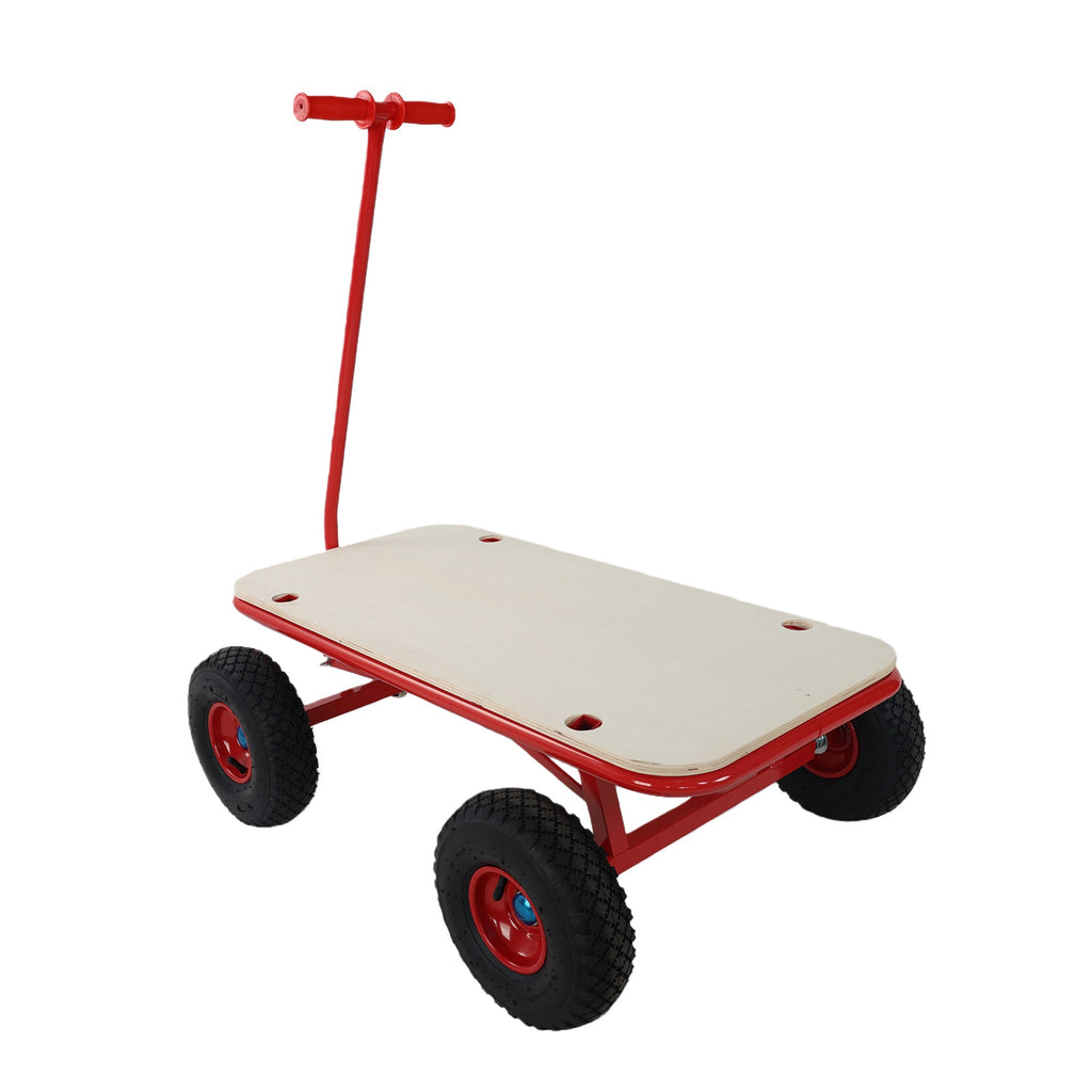Wooden Children's Outdoor Stroller with Four-Wheel Design