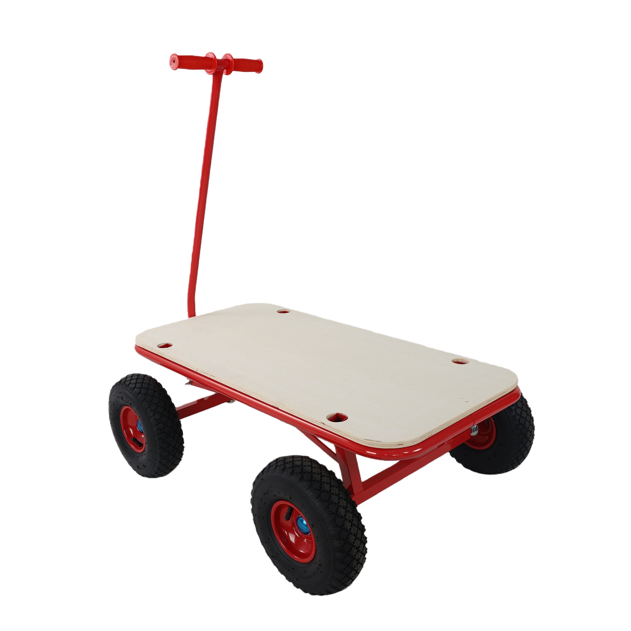 Wooden Children's Outdoor Stroller with Four-Wheel Design