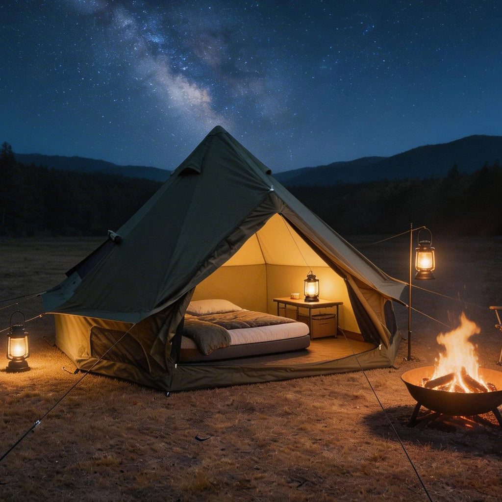 4 Season Bell Tent 9.8 FT Green Waterproof Glamping Tent