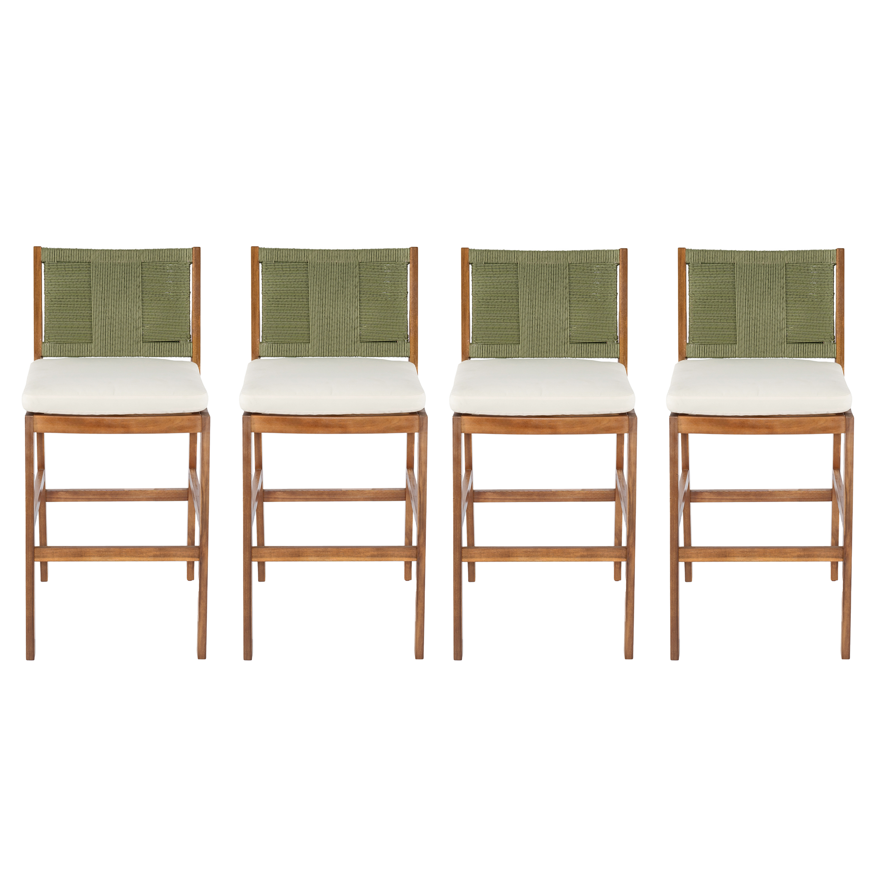 4 Pieces Arly Green Outdoor Bar Stool Set