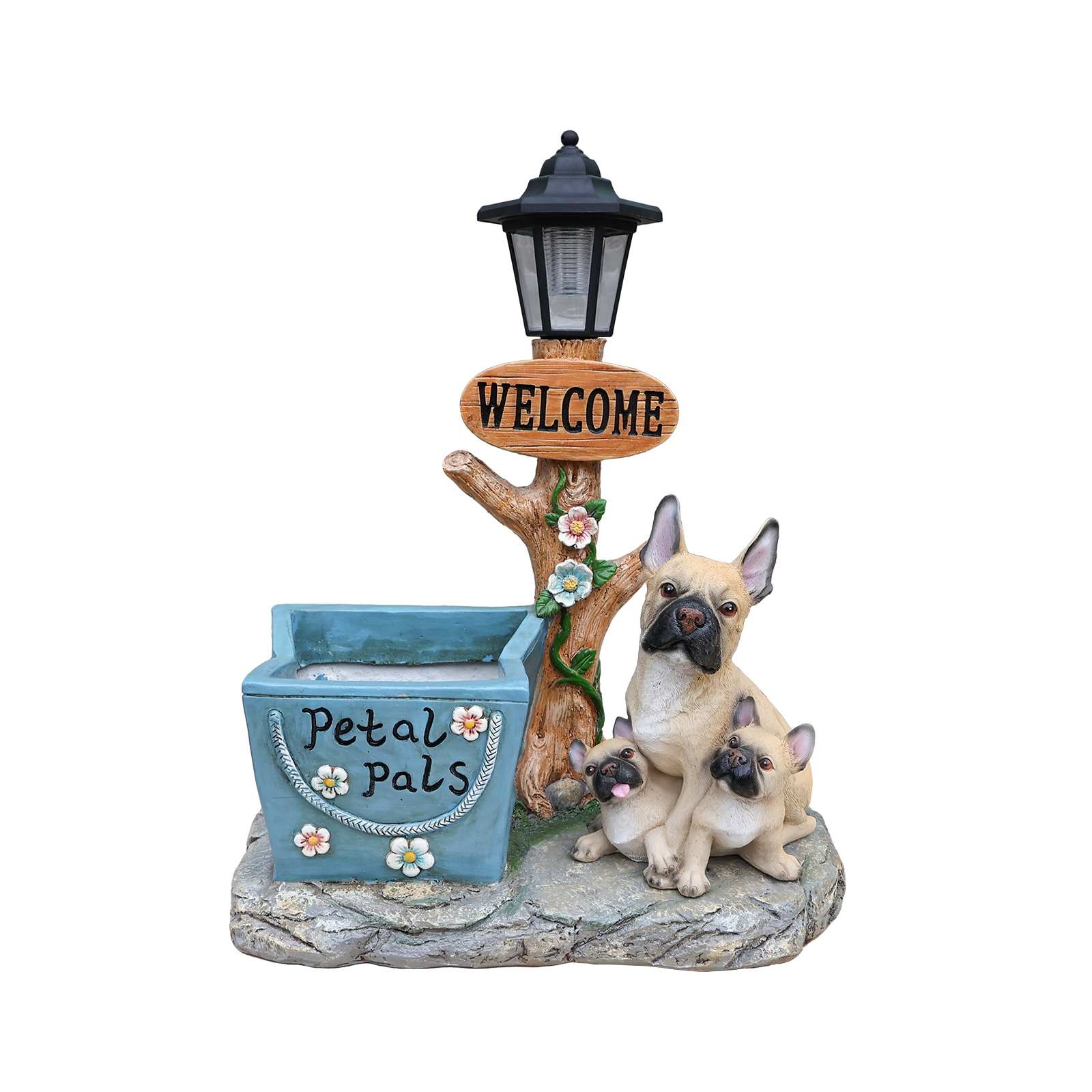French Bulldog Family Planter Statue