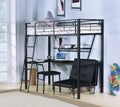 Senon Twin Loft Bed With Desk - Black / Silver