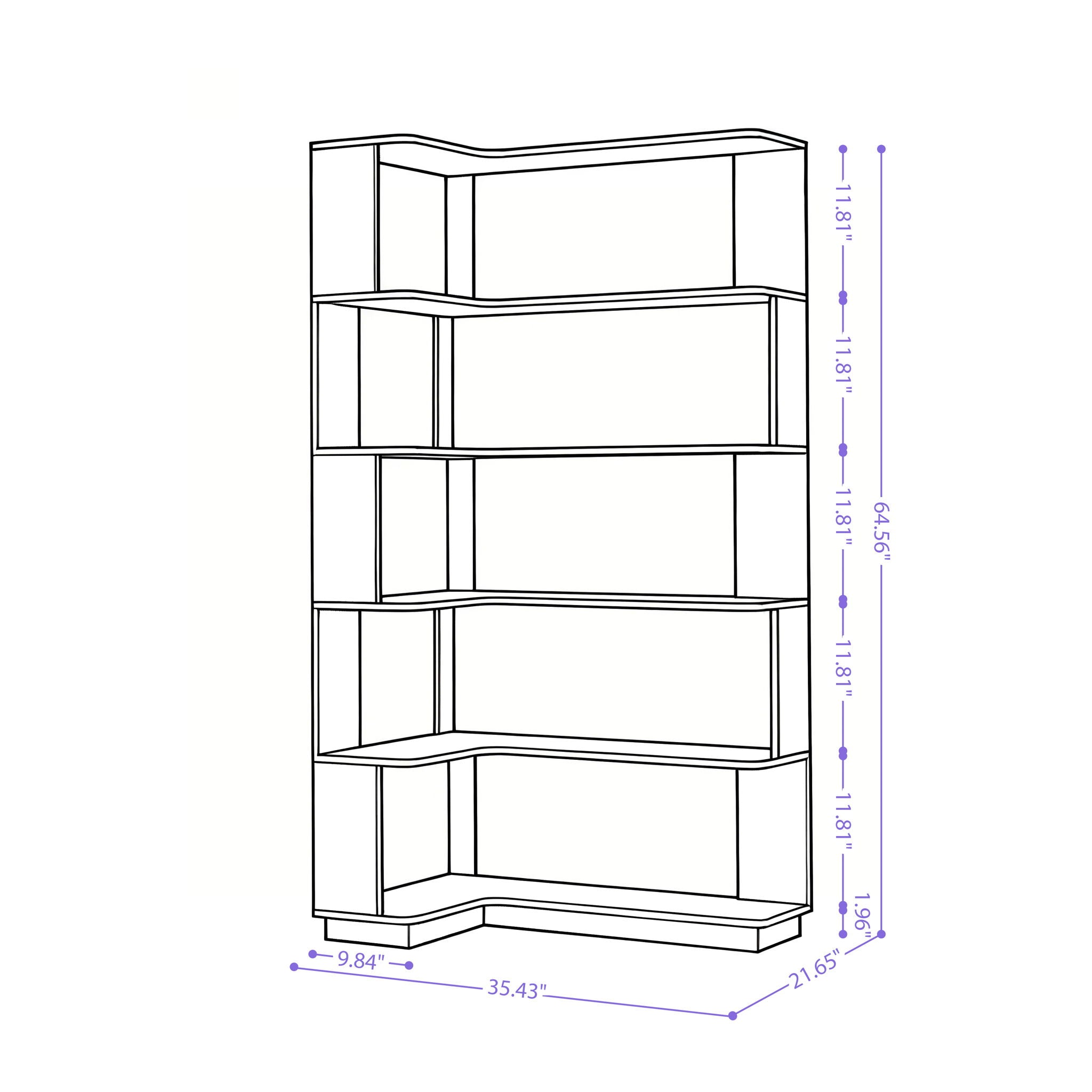 L-Shaped Corner Bookshelf