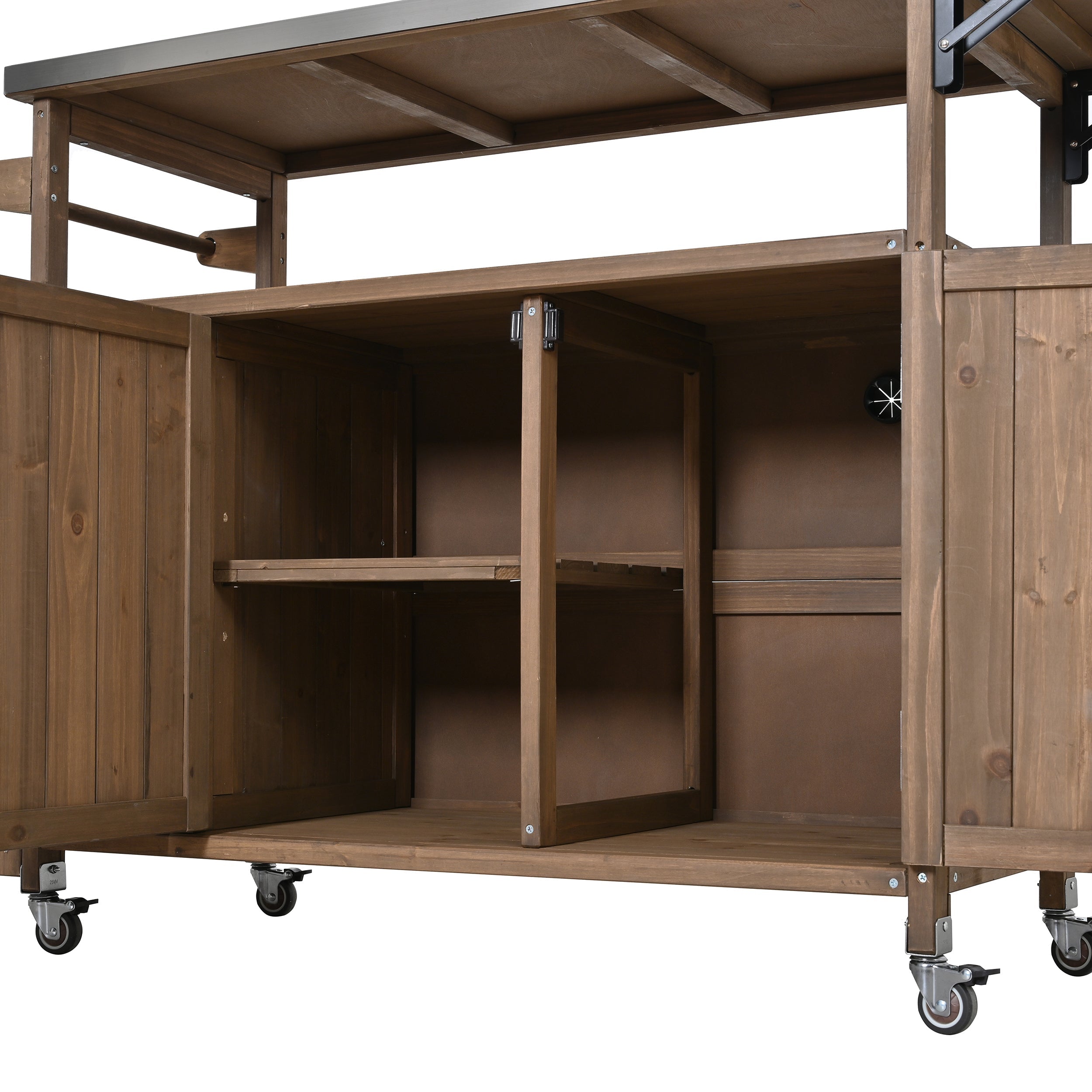 54.33' Farmhouse Rolling Outdoor Kitchen Cart