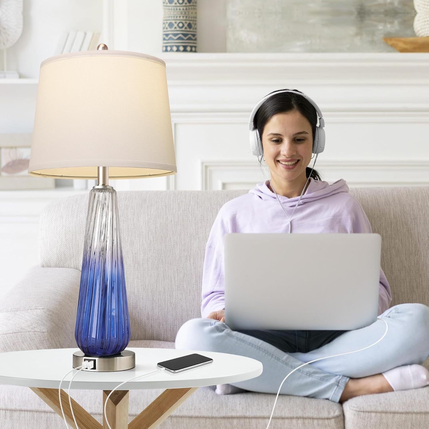 Table Lamps Set of 2 with Touch Control and USB Ports