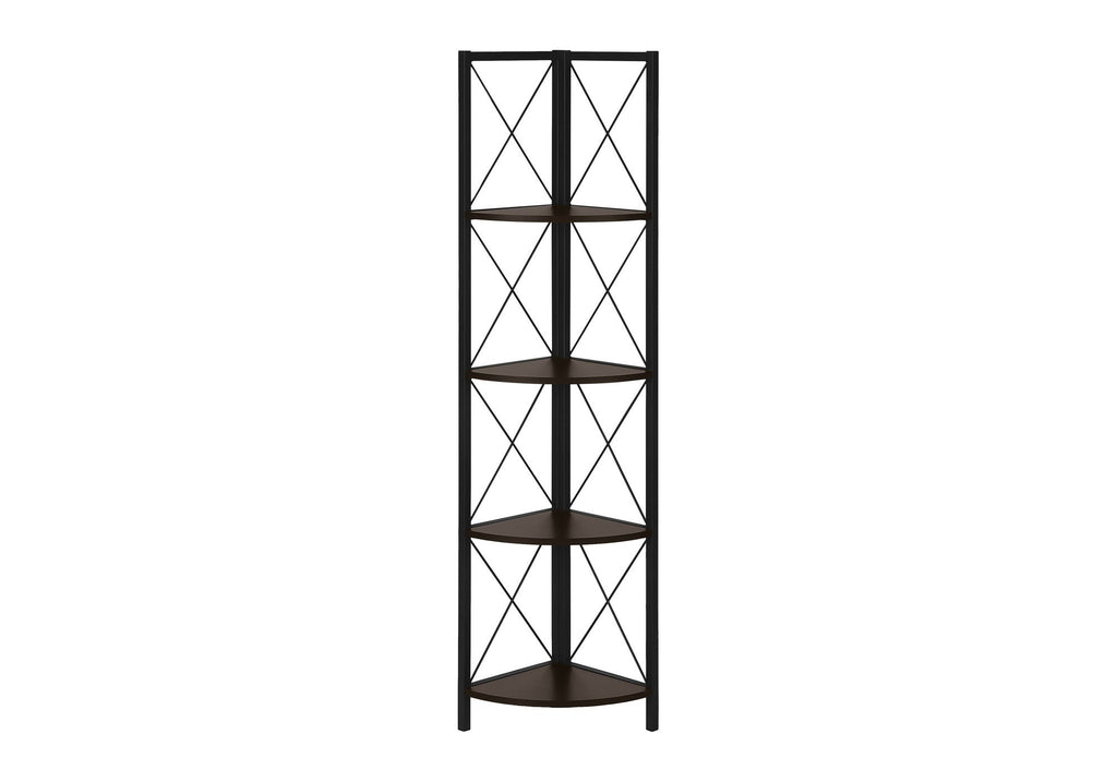 4-Tier Corner Bookshelf with Marble Look and Metal Frame