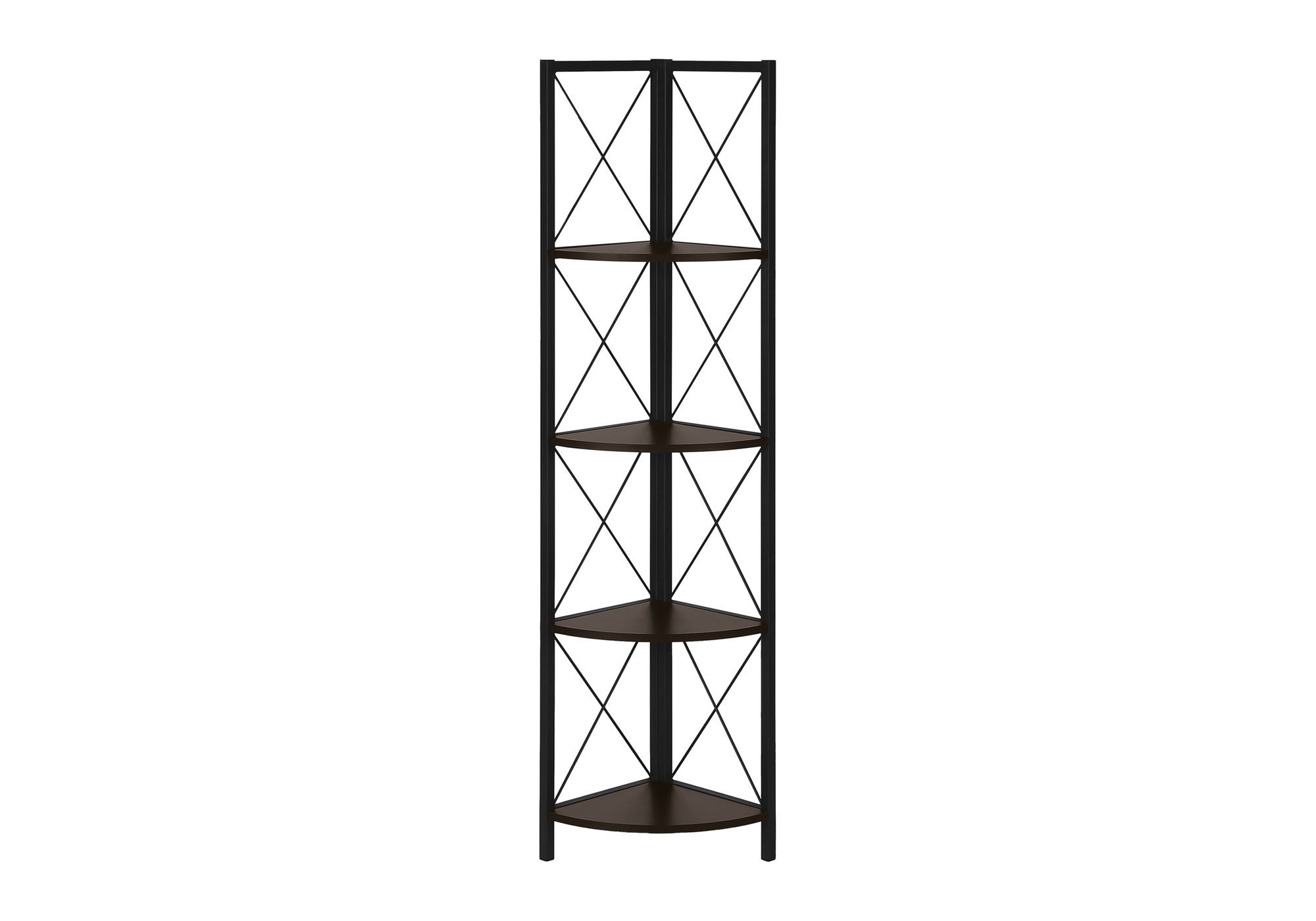 4-Tier Corner Bookshelf with Marble Look and Metal Frame