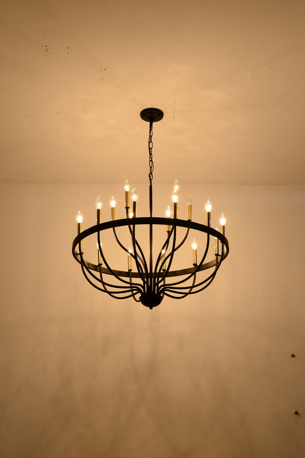 15-Light Industrial Iron Candle Chandelier Modern Farmhouse Pendant Light