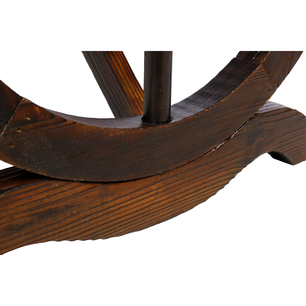 Outdoor Rustic Wooden Bench with Wagon Wheel Legs