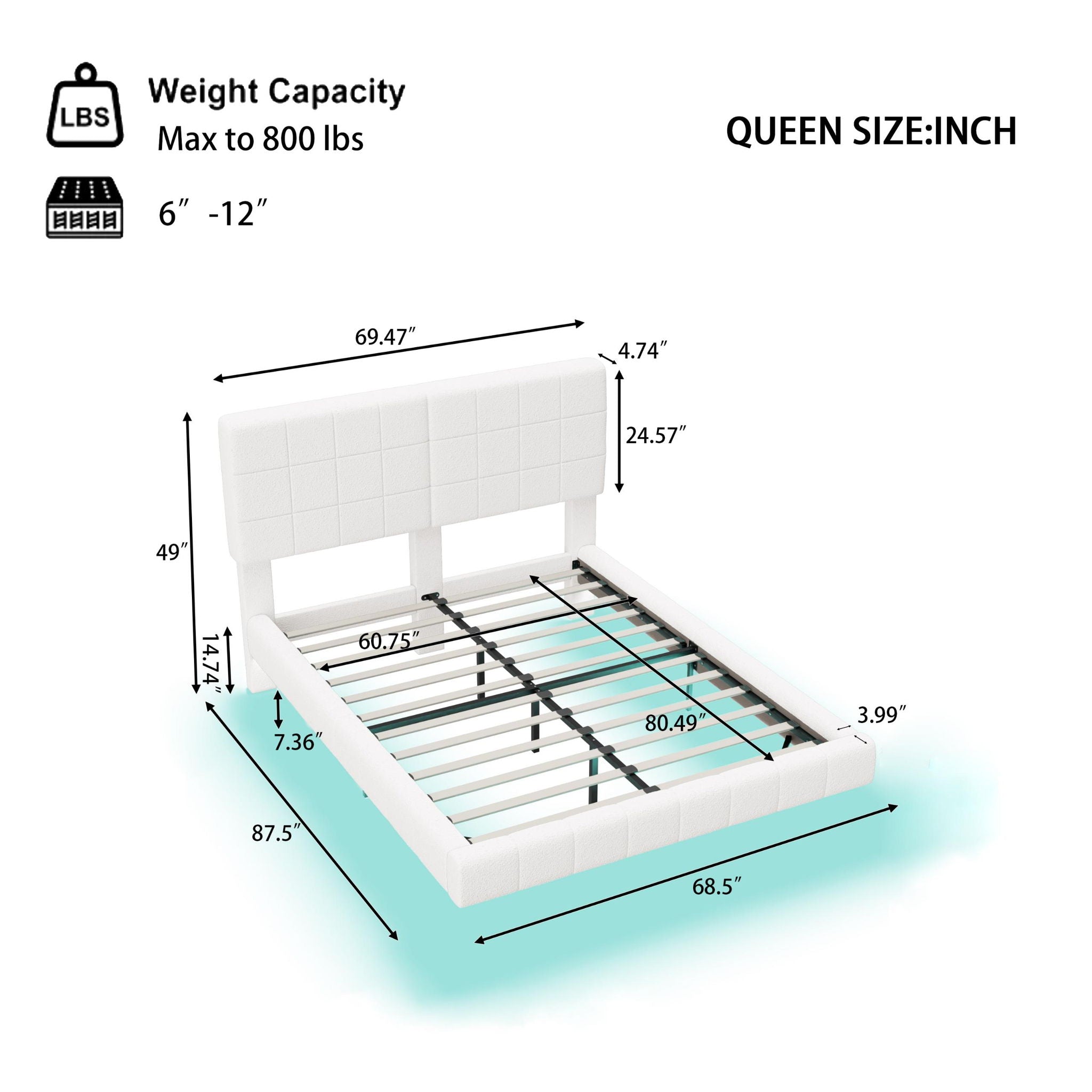 Floating Bed with Light and Soft Touch Surface