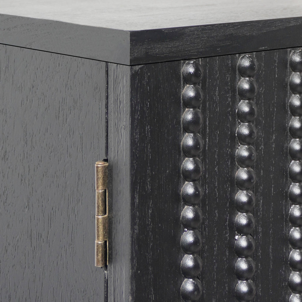 Modern Black Wood Storage Cabinet with Decorative Door