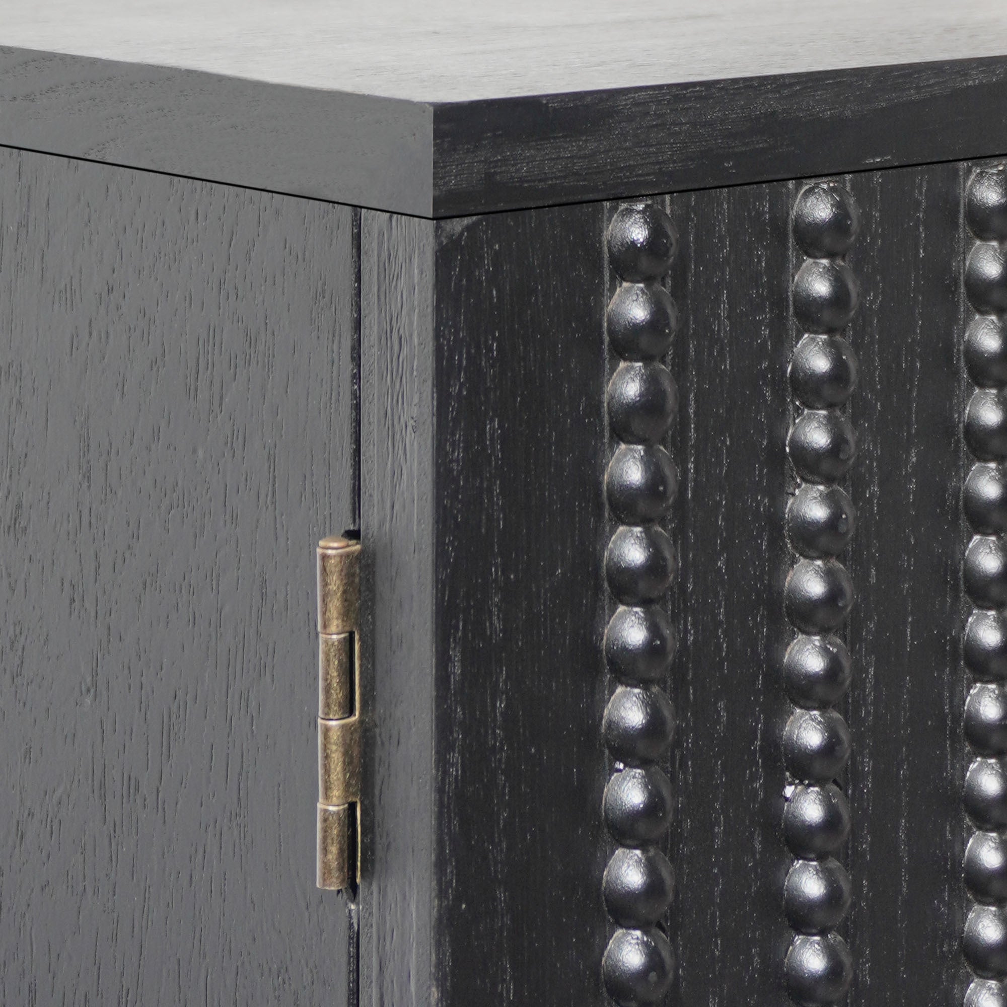 Modern Black Wood Storage Cabinet with Decorative Door