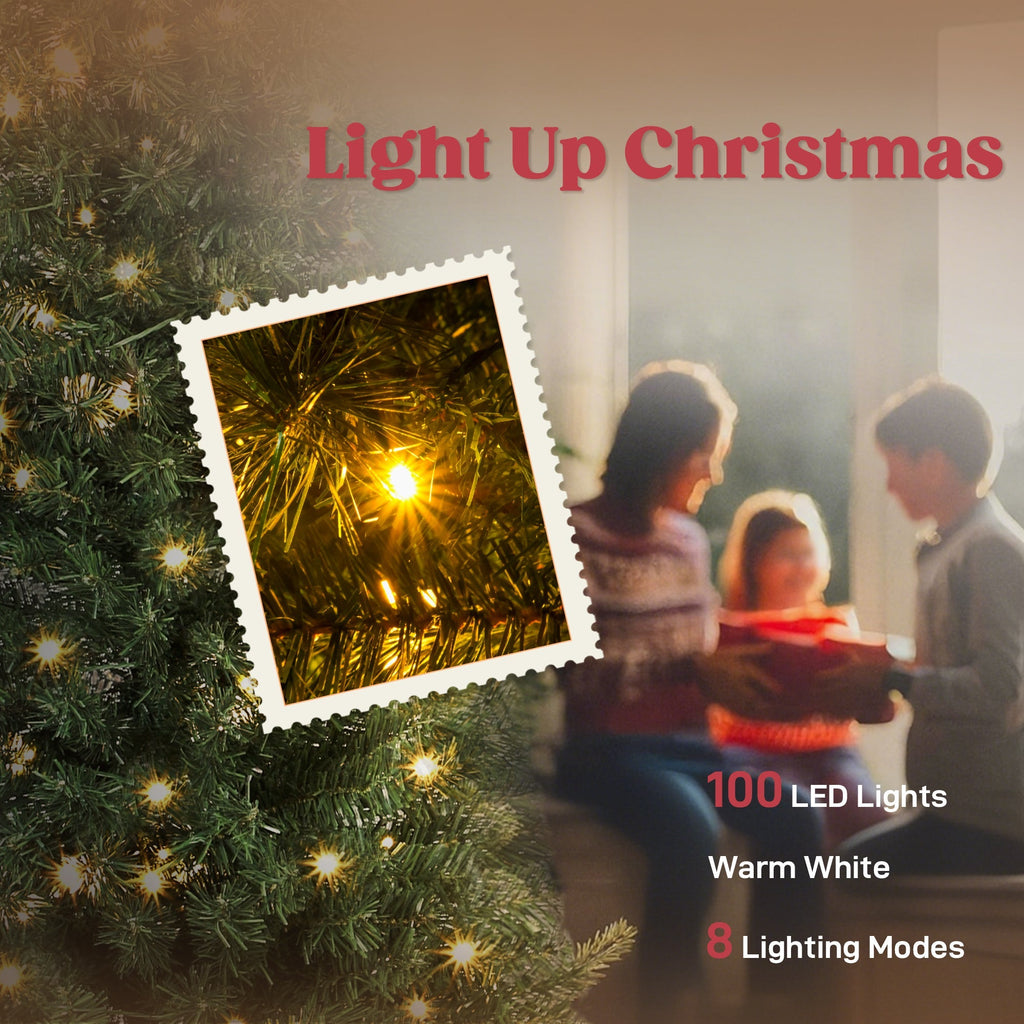 5 Ft Prelit Bent Top Christmas Tree with 300 LEDs and Metal Stand