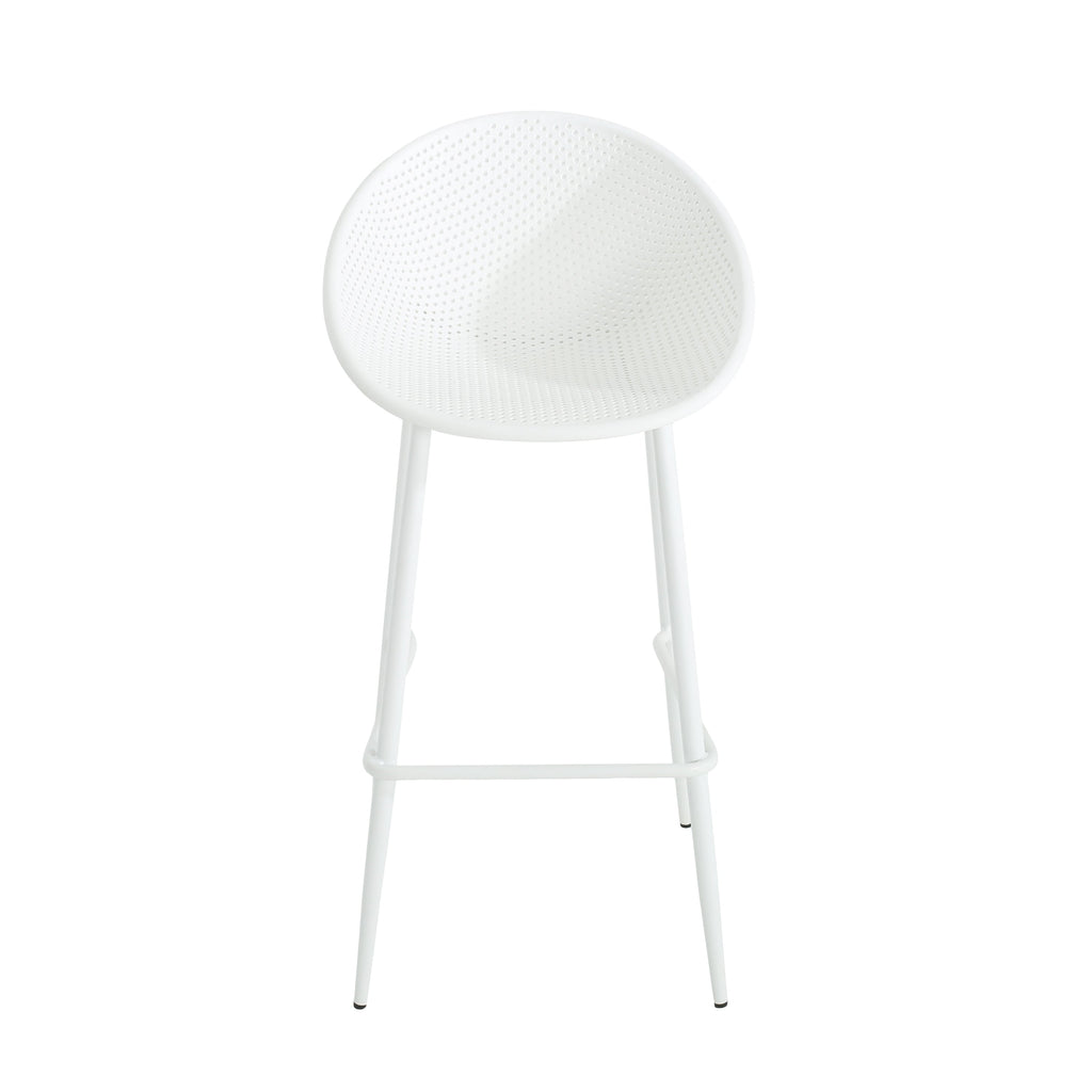 Modern Gable Outdoor Barstool Set of 2 in White
