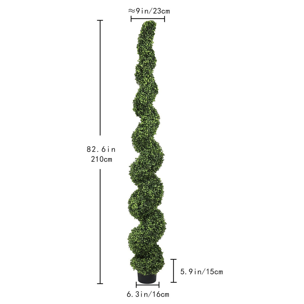 7FT Spiral Topiary Trees Artificial Outdoor Faux Boxwood Plants