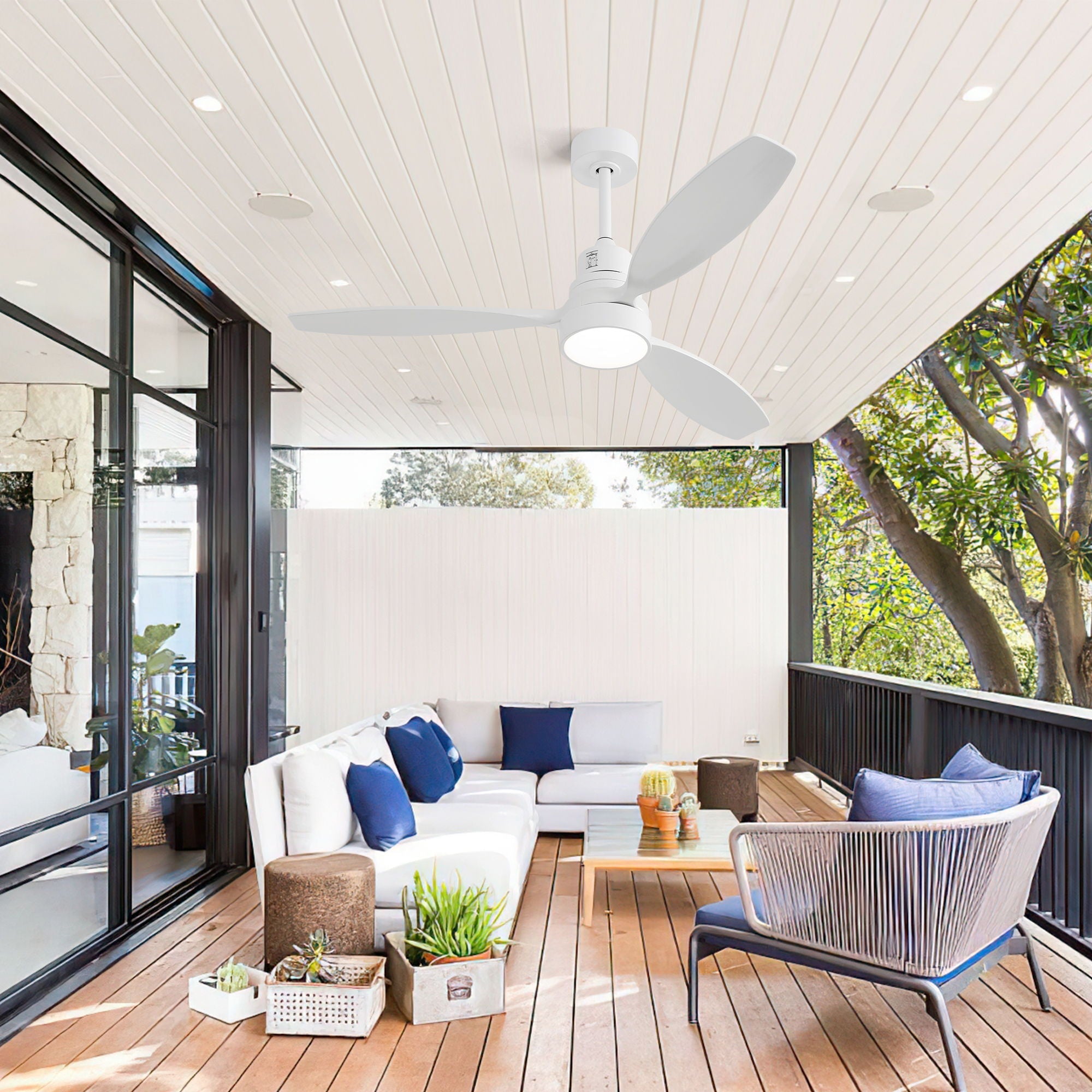 Ceiling Fan With Reversible DC Motor, LED Light & Remote Control