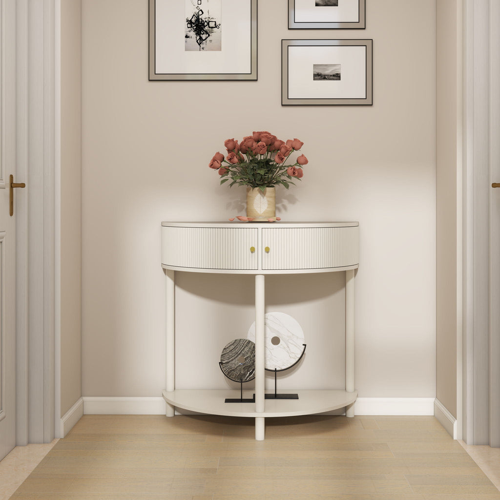 Demi Lune Console Table With 2 Storage Drawers