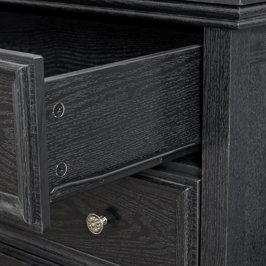 Modern 5-Drawer Black Dresser for Living Room Storage