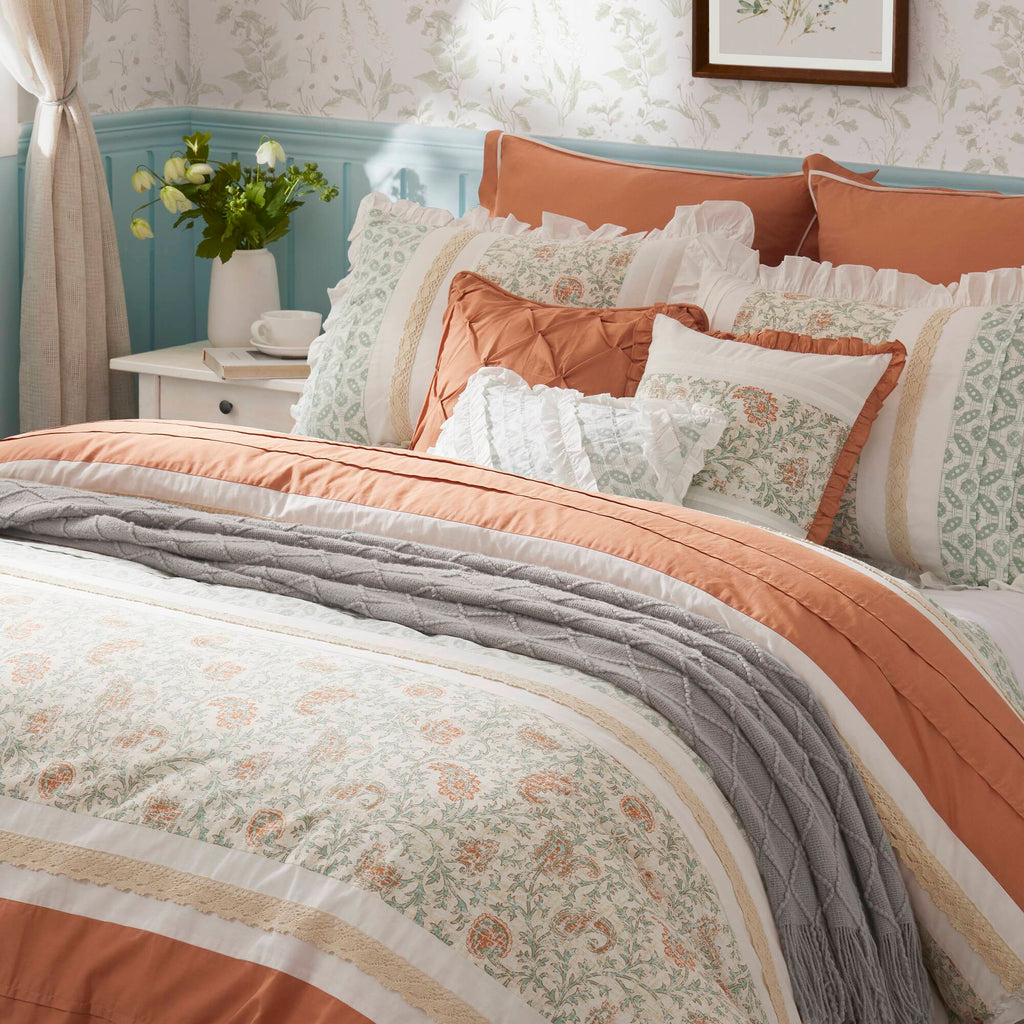 9 Piece Cotton Percale Comforter Set Coral Queen