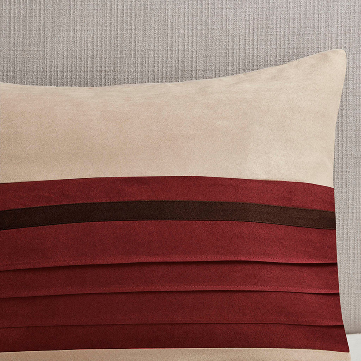 7 Pc Pieced Faux Suede Comforter Set Red King
