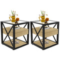 Set of 2 Modern End Tables with Drawer - Nightstands for Bedroom & Living Room