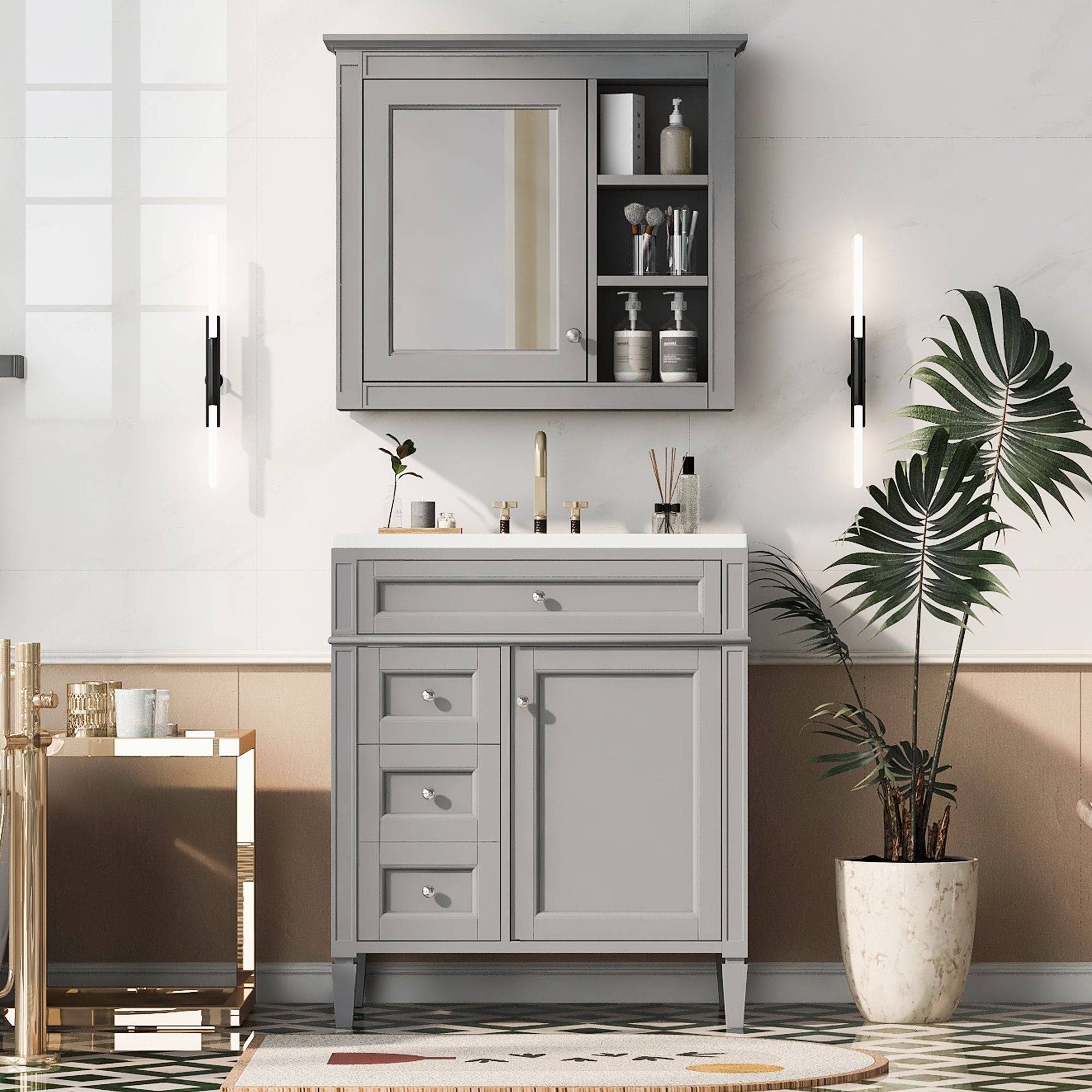 Bathroom Vanity With Medicine Cabinet and Storage