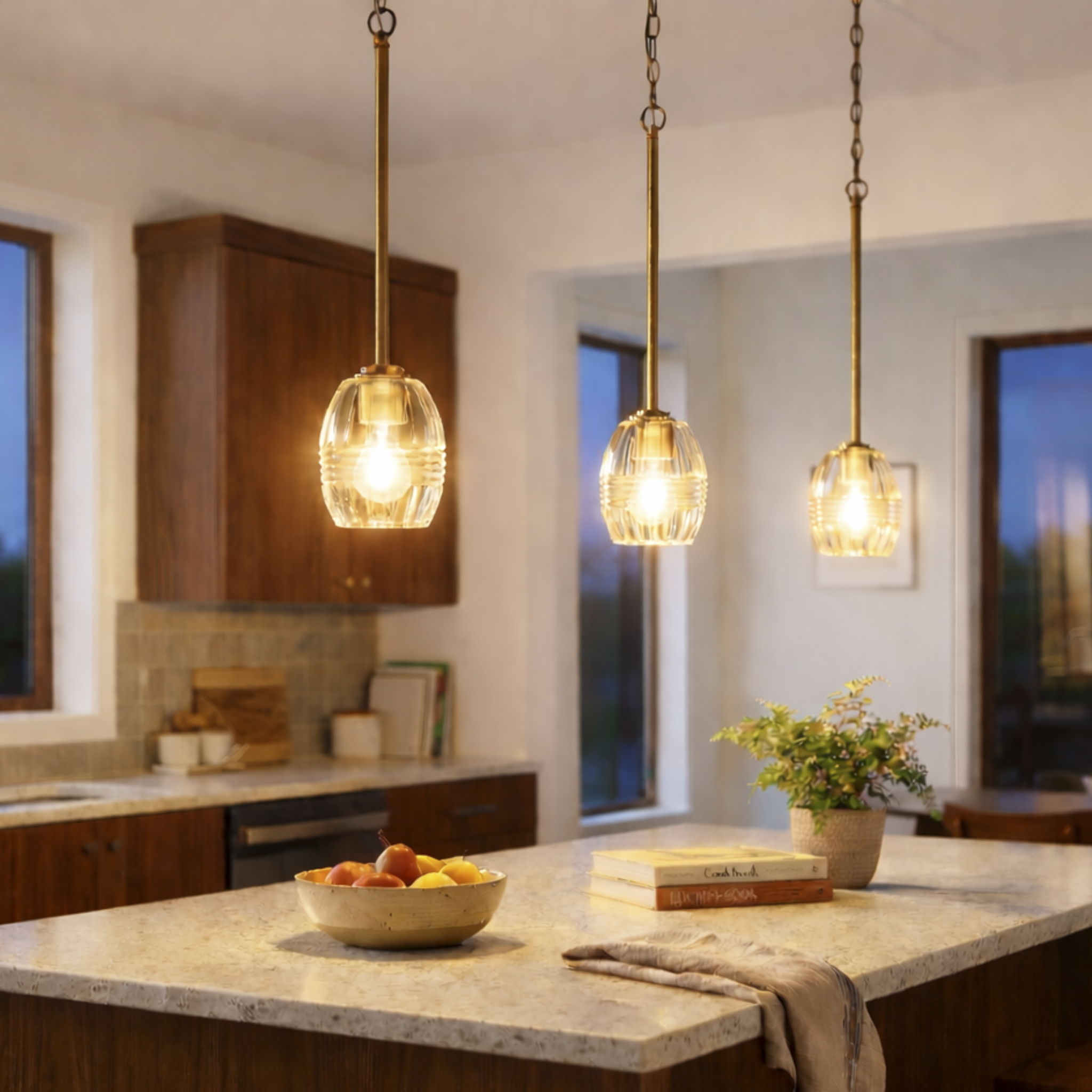 Vista - Single Pendant Chain Hanging Light - Clear / Gold