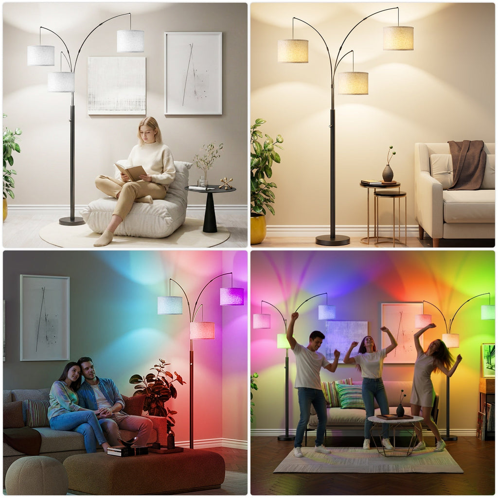Three-Color Temperature & Dimmable Three-Head Floor Lamp