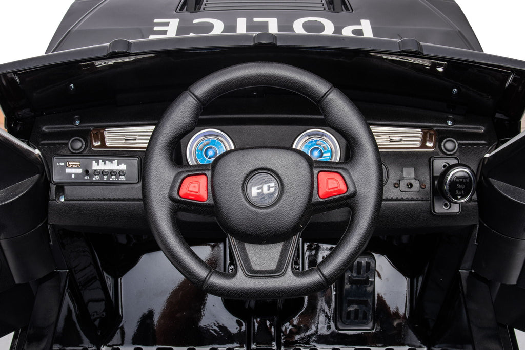 12V7A 30W*2 Four-Wheel Drive Seat One Button Start, Forward And Backward, High And Low Speed, Music, Front Light, Power Display, Two Doors Can Open, 2.4G R / C, Seat Belt Four Wheel Absorber