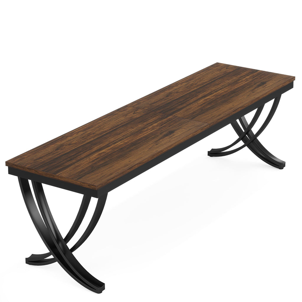 2 Person Desk With X Legs, Extra Long Office Workstation - Brown / Black