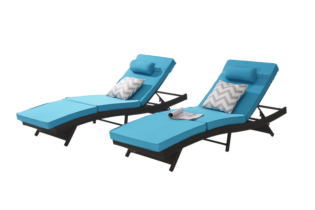 Outdoor Wicker Reclining Chair Set of 2