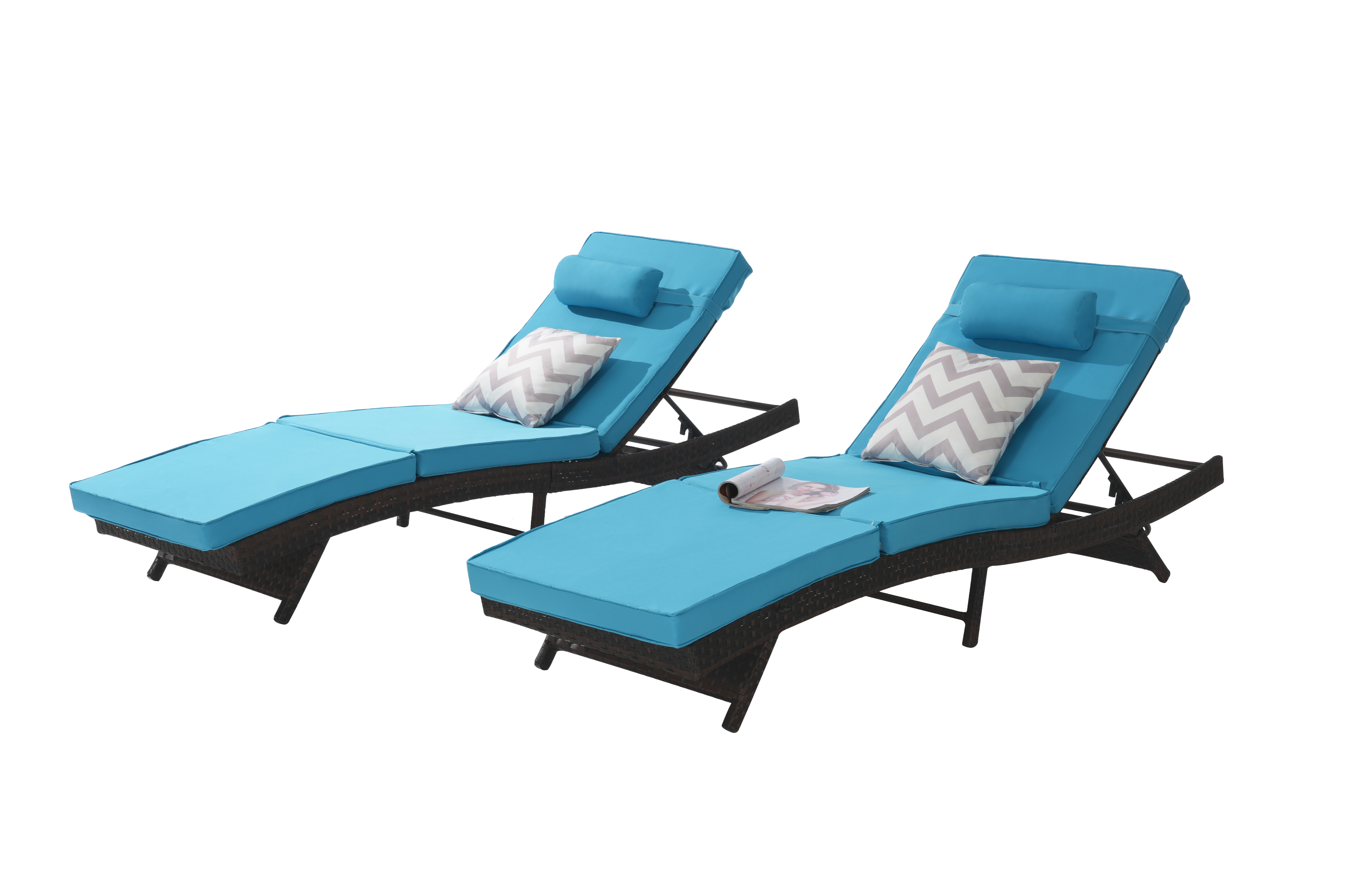 Outdoor Wicker Reclining Chair Set of 2