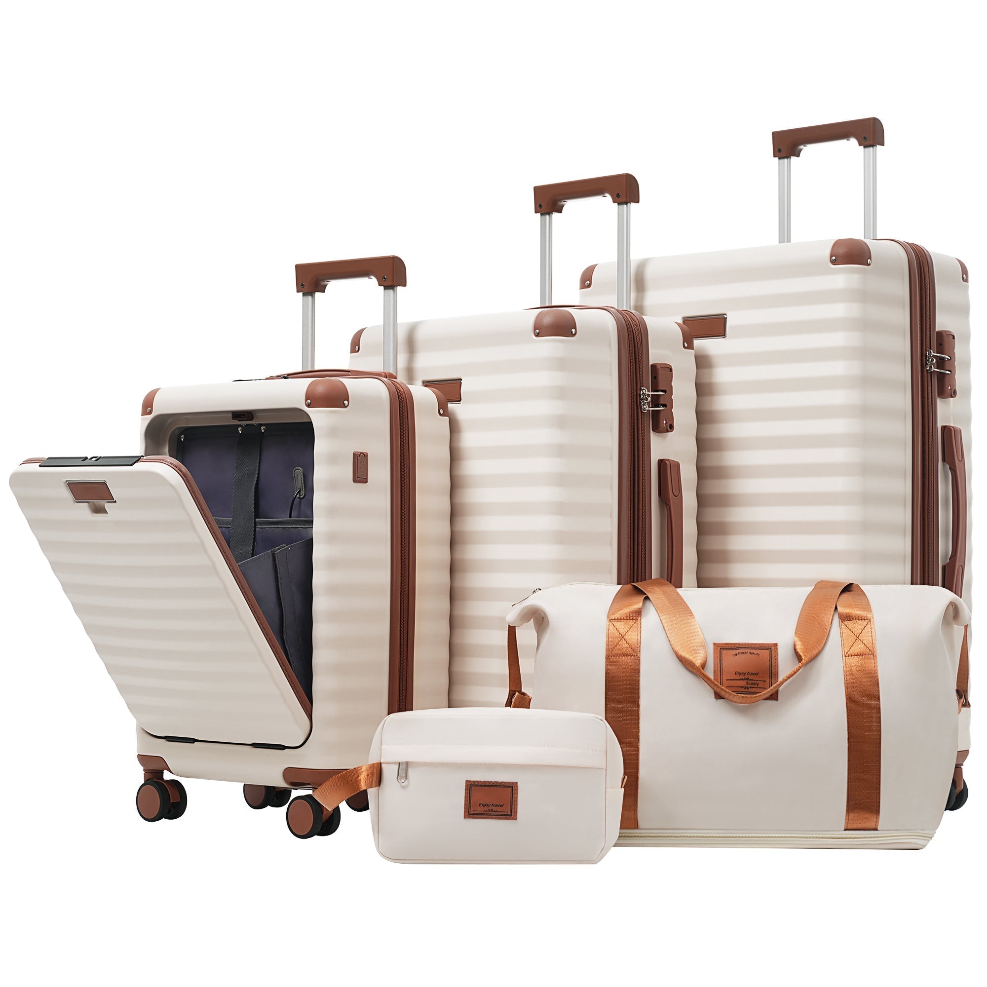 Deluxe 5-Piece Hard-Side Luggage Set with USB and TSA Locks