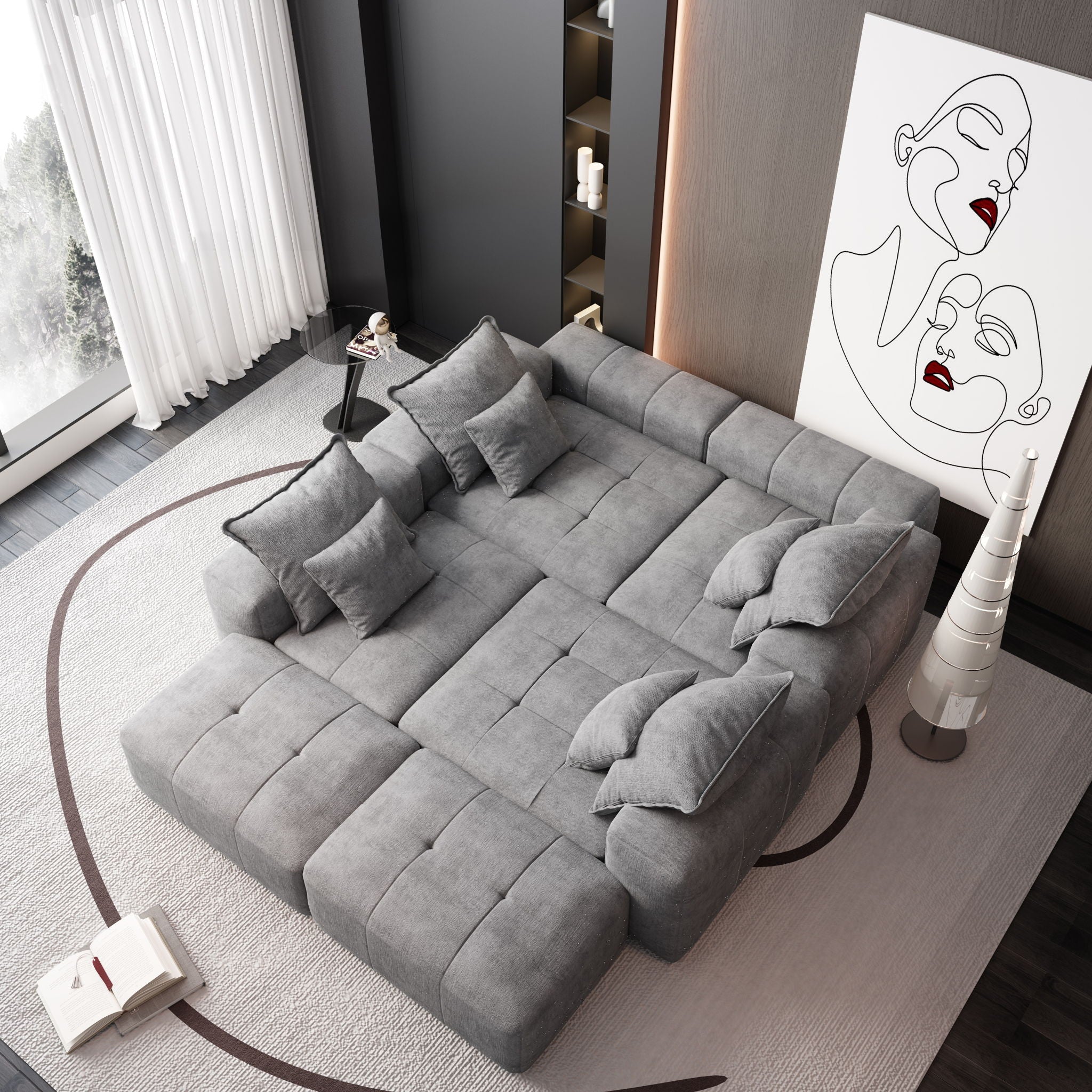 Modern Oversized DIY Combination Modular Sectional Sofa With Pillows