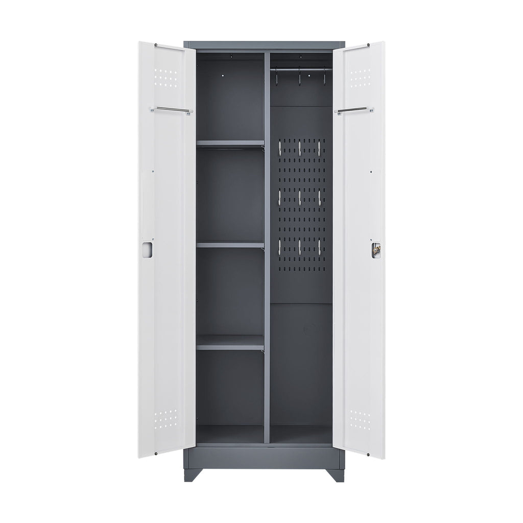 Lockers With Locking Doors, Adjustable Shelves, High Broom Tool Storage Cabinet