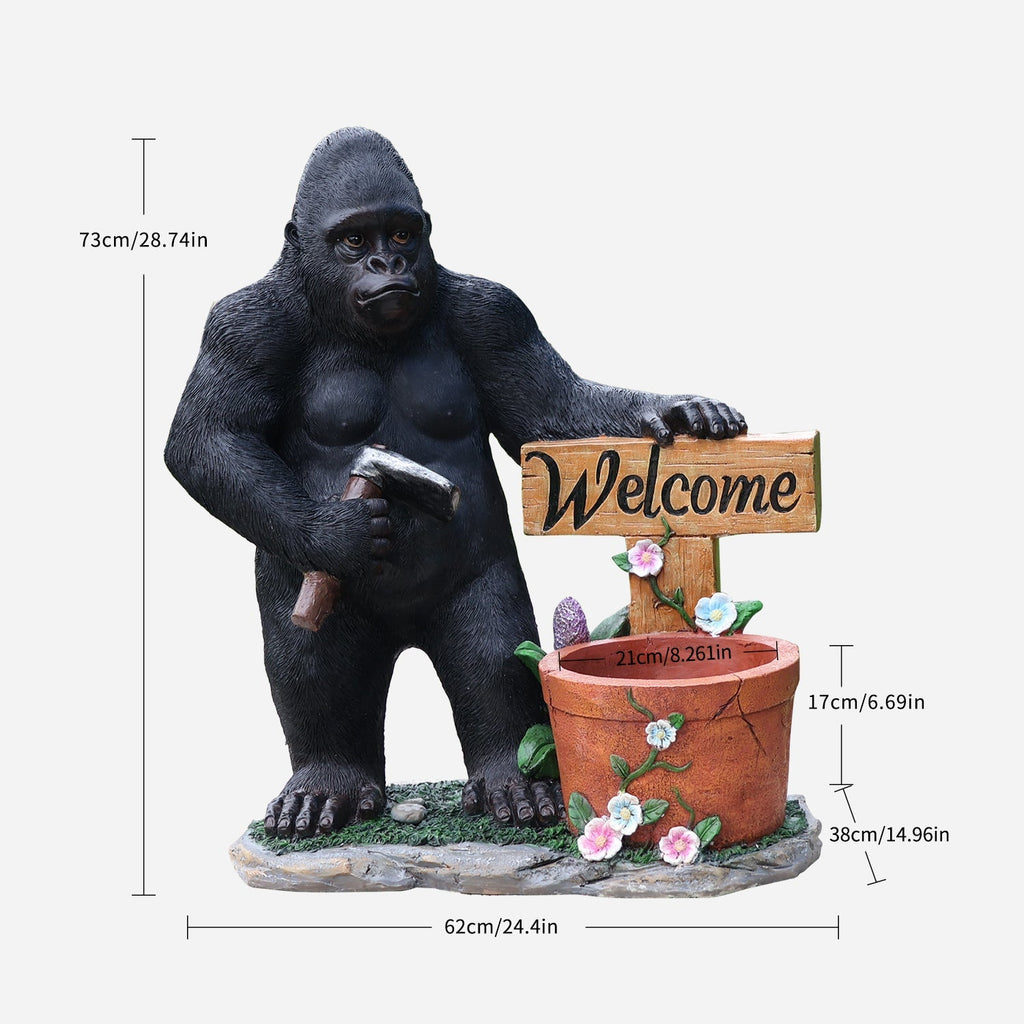 Outdoor Garden Sculpture Chimpanzee Flower Pot Planter